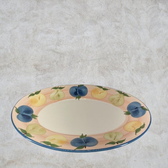 EXTRA LARGE PLATTER -- Fruit Design, Oversized, Hand Painted, Ceramic, Vintage - Picture 3 of 8